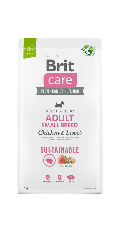 Brit Care Dog Sustainable Adult Small Breed - храна за кучета от малки породи с пилешко месо и насекоми