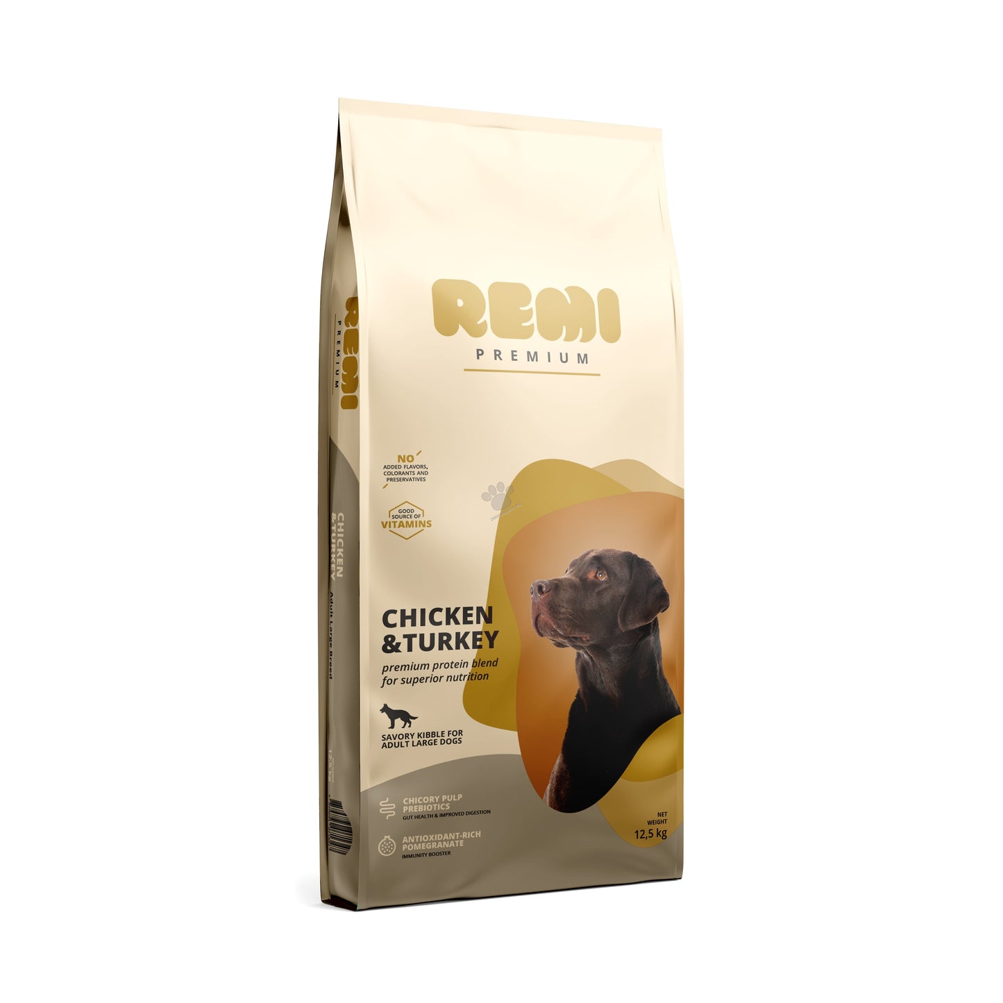 Remi Premium Dog Large Breed Chicken and Turkey - суха храна за кучета от големи породи с пилешко и пуешко месо 12,5 кг