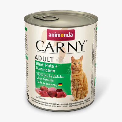 Carny Adult Beef, Turkey and Rabbit - консерва за котки с говеждо, пуешко и заешко месо, стек 6 х 800 гр