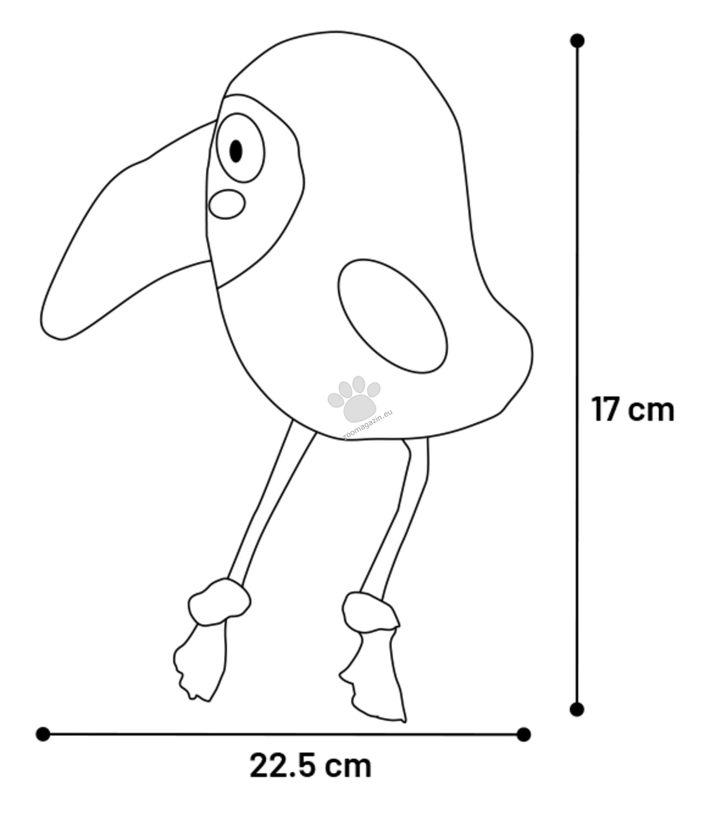 Flamingo Toy Saffia Bird with Rope - плюшена играчка 22,5 / 6,5 / 17 см