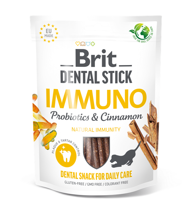 Brit Dental Stick Immuno with Probiotics and Cinnamon - дентални лакомства с пробиотици и колаген 7 бр