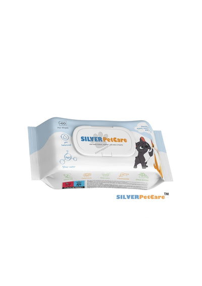 Silver PetCare - мокри кърпички със сребърна вода 60 бр