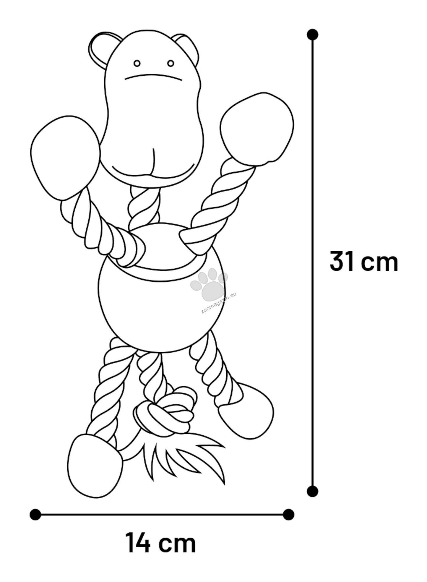 Flamingo Toy Animals with Ball and Rope - играчка за кучета с въже и топка 14 / 31 / 19 см