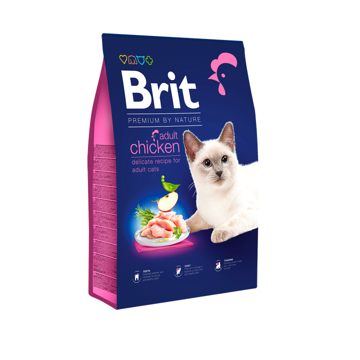Brit Premium by Nature Cat Adult Chicken - пълноценна храна с пилешко месо