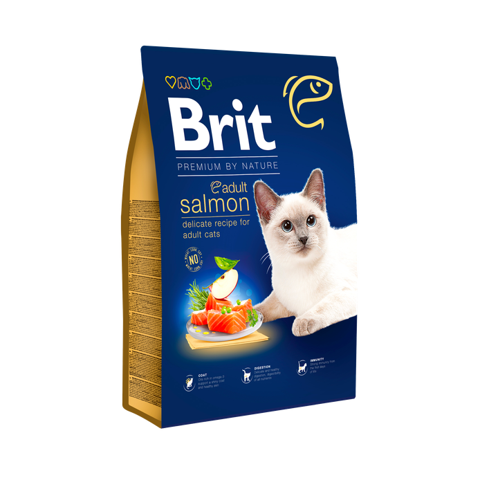 Brit Premium by Nature Cat Adult Salmon - суха храна за котки със сьомга