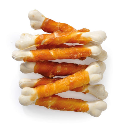 Camon Treats Snack Chicken and Bones - лакомство със сушено чисто пилешко месо върху калциево кокалче 14 броя, 80 гр