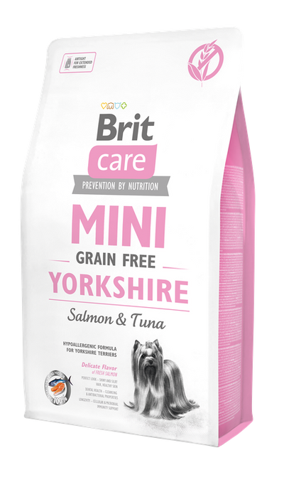 Brit Care Mini Grain Free Yorkshire - суха храна със сьомга и риба тон за кучета порода йоркширски териер 2 кг