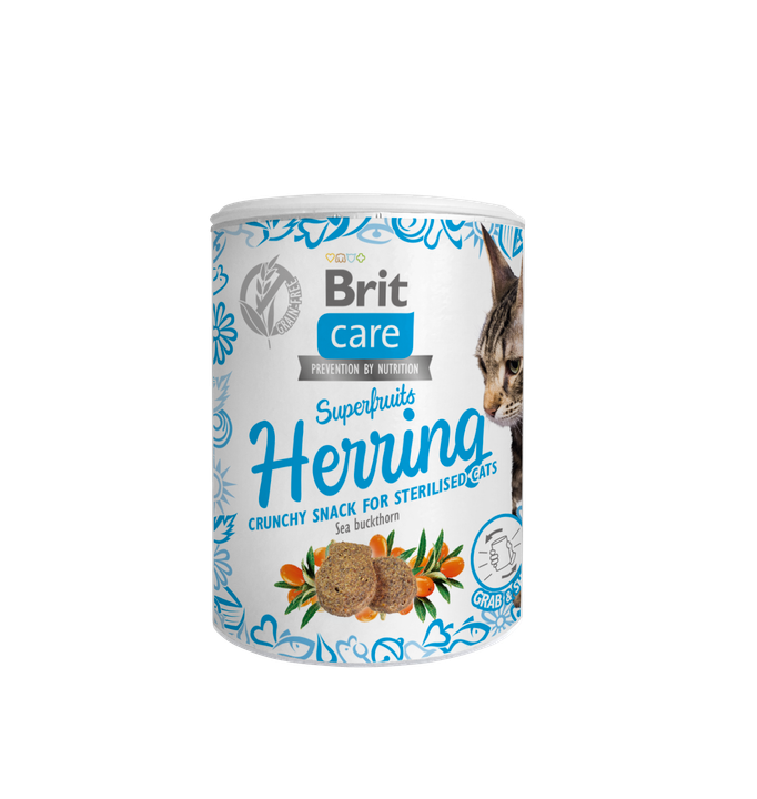 Brit Care Cat Snack Superfruits Herring - лакомства за котки с херинга и плодове 100 гр