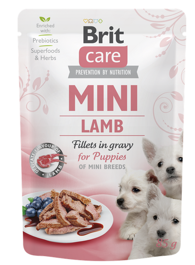 Brit Care Mini Puppy with Lamb Fillets in Gravy - филета в сос от агнешко за кученца от мини породи 85 гр