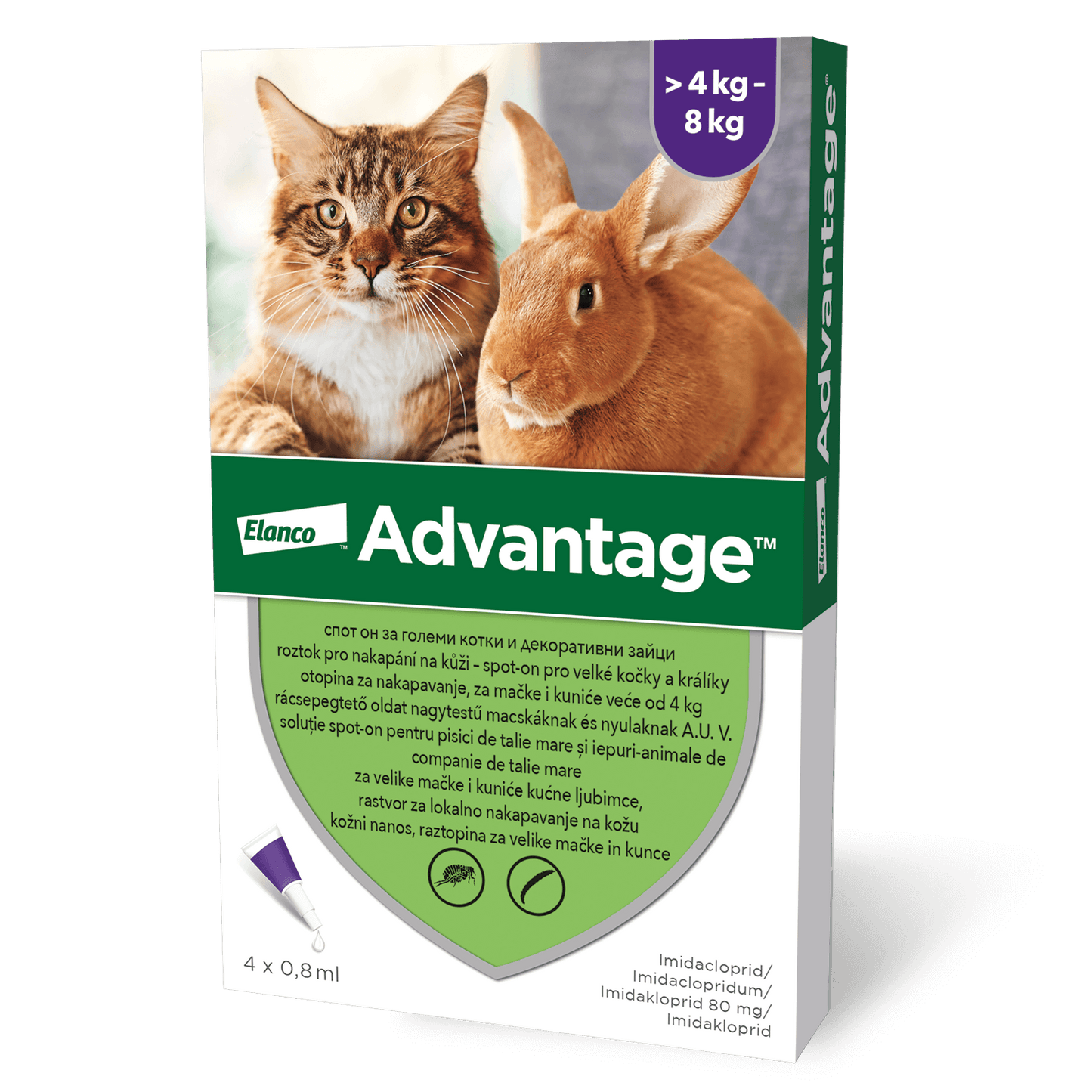 Bayer Advantage - противопаразитни пипети за котки, 4 броя