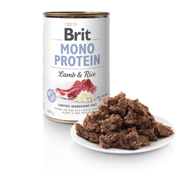 Brit Mono Protein Lamb and Rice - монопротеинова консерва за кучета с агнешко месо и ориз 400 гр