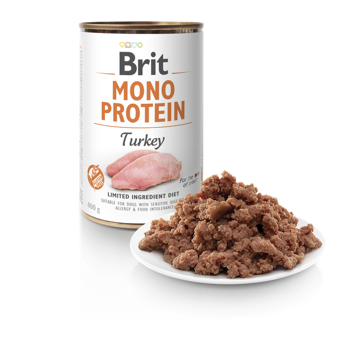 Brit Mono Protein Turkey - монопротеинова консерва за кучета с пуешко месо 400 гр