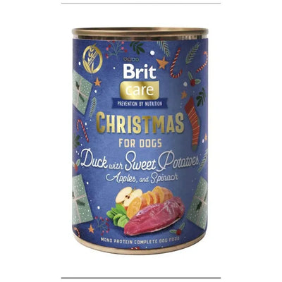 Brit Care Dog Christmas can Duck - коледна консервирана храна за кучета с вкус на патица и батат 400 гр