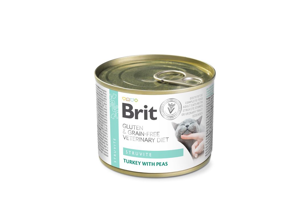 Brit GF Veterinary Diet Cat Cans Struvite - пълноценна храна за котки против образуване на струвити 200 гр