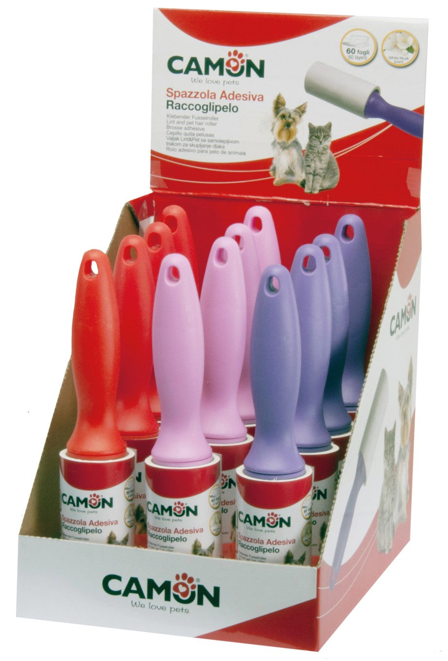 Camon Lint and Pet Hair Roller - четка за почистване на дрехи и мебели / червена, розова, лилава /