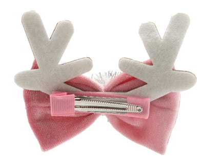 Croci Clip Xmas Pink Horns - коледни фибички за куче 2 бр