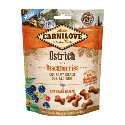 Carnilove Dog Crunchy Snack Ostrich with Blackberries with fresh meat - хрупкаво лакомство с щраусово месо и къпини 200 гр
