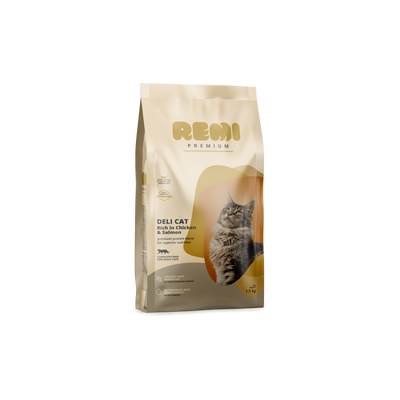 Remi Premium Deli Cat Chicken and Salmon - суха храна за котки с пилешко и сьомга