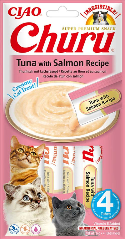 Inaba Churu Tuna with Salmon - кремообразно лакомство с риба тон и сьомга 4 х 14 гр