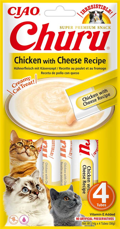 Inaba Churu Chicken with Cheese - кремообразно лакомство с пилешко и сирене 4 х 14 гр