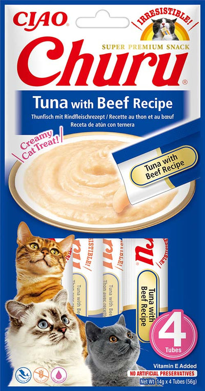 Inaba Churu Tuna with Beef - кремообразно лакомство с риба тон и говеждо 4 х 14 гр