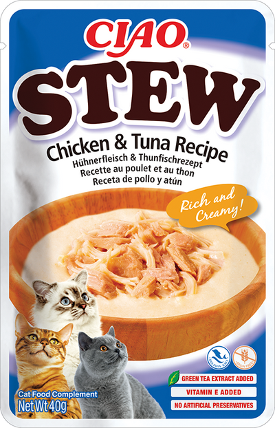 Inaba Ciao Stew Chicken and Tuna - пауч с пилешко месо и риба тон в бульон 40 гр