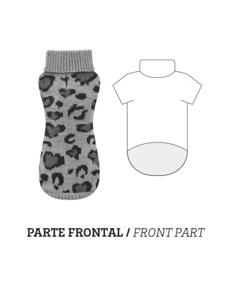 Nayeco Grey Leopard Knitted Sweater - пуловер за кучета 40 см