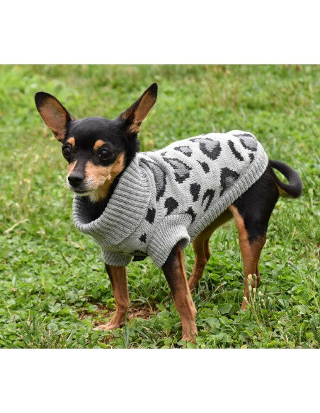 Nayeco Grey Leopard Knitted Sweater - пуловер за кучета 35 см