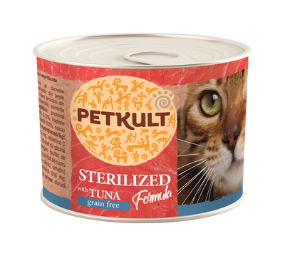 Petkult Sterilized Cat Tuna - пълноценна консерва за кастрирани котки с риба тон 185 гр