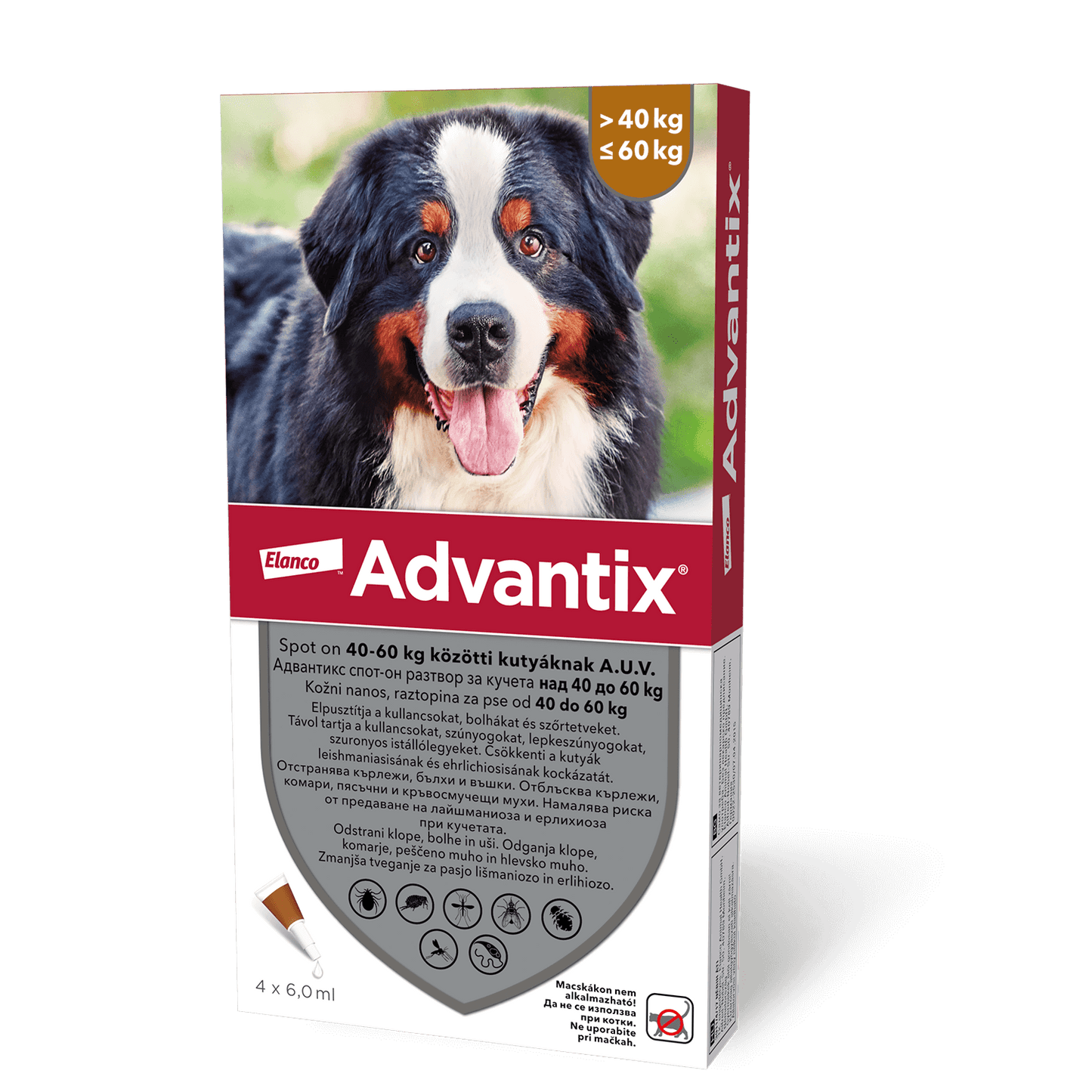 Bayer Advantix Spot On - противопаразитни пипети за кучета, 4 броя