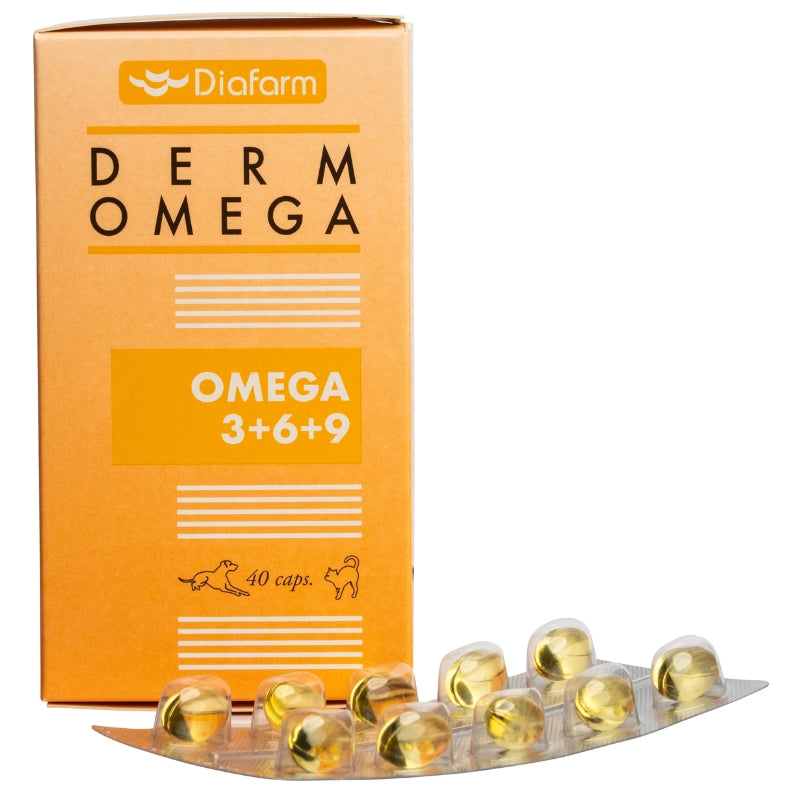 Diafarm Omega 3+6+9 - хранителна добавка за кожа и козина за кучета и котки 40 бр