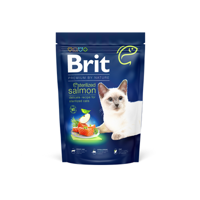Brit Premium by Nature Cat Sterilized Salmon - пълноценна храна със сьомга за кастрирани котки
