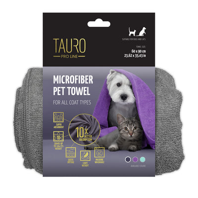 Tauro Pro Line Мicrofiber Тowel for Pets - микрофибърна кърпа за домашни любимци 60 / 90 см, сив