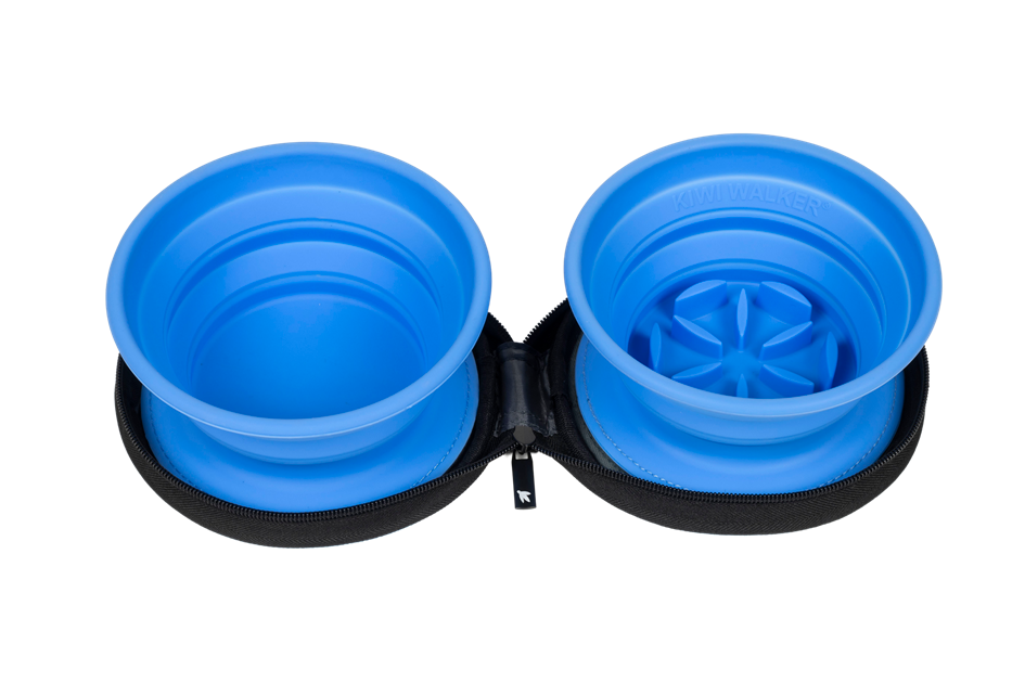 Kiwi Walker Double Travel Bowl with Slow Feeder - сгъваеми купички за храна и вода