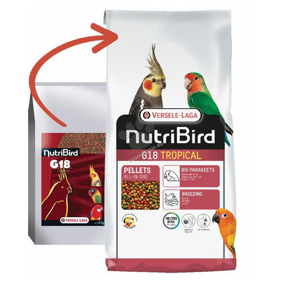 Versele Laga - Nutribird G18 Tropical - пълноценна храна за средни папагали при развъждане 10 кг.