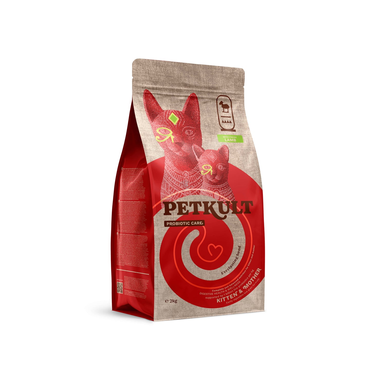 Petkult Kitten Probiotic Care - пълноценна храна за котенца, бременни и кърмещи котки с агнешко месо 2 кг