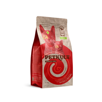 Petkult Kitten Probiotic Care - пълноценна храна за котенца, бременни и кърмещи котки с агнешко месо 2 кг