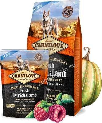 Carnilove Fresh Ostrich and Lamb Excellent Digestion for Small Breed Dogs - супер премиум храна за кучета с щраус и агнешко 6 кг