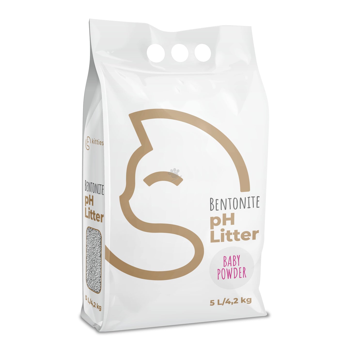 Kitties Baby Powder - бентонитова котешка тоалетна / аромат бебешка пудра / 5 литра