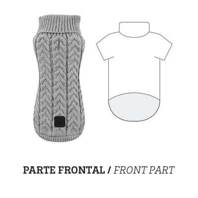 Nayeco Braid Knitted Sweater - пуловер за кучета 60 см, сив