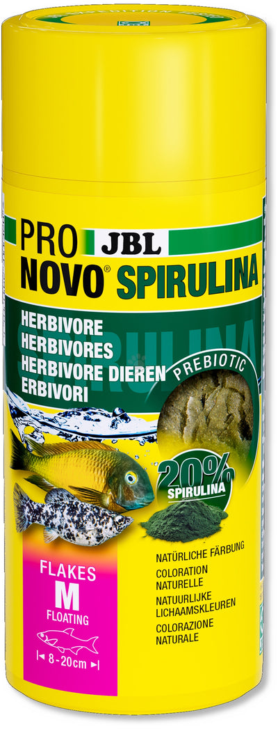 РАЗПРОДАЖБА JBL Pronovo Spirulina Flakes - oсновна храна за растителноядни риби на люспи, за аквариумни рибки с дължина 8 – 20 см