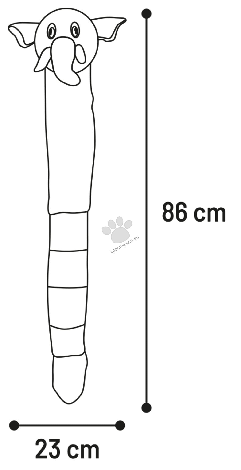 Flamingo Toy Hida Elephant Long Body - плюшена играчка 23 / 12 / 86 см