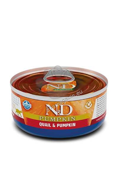 РАЗПРОДАЖБА N&D Cat Quail & Pumpkin - с пъдпъдък и тиква 70 гр.
