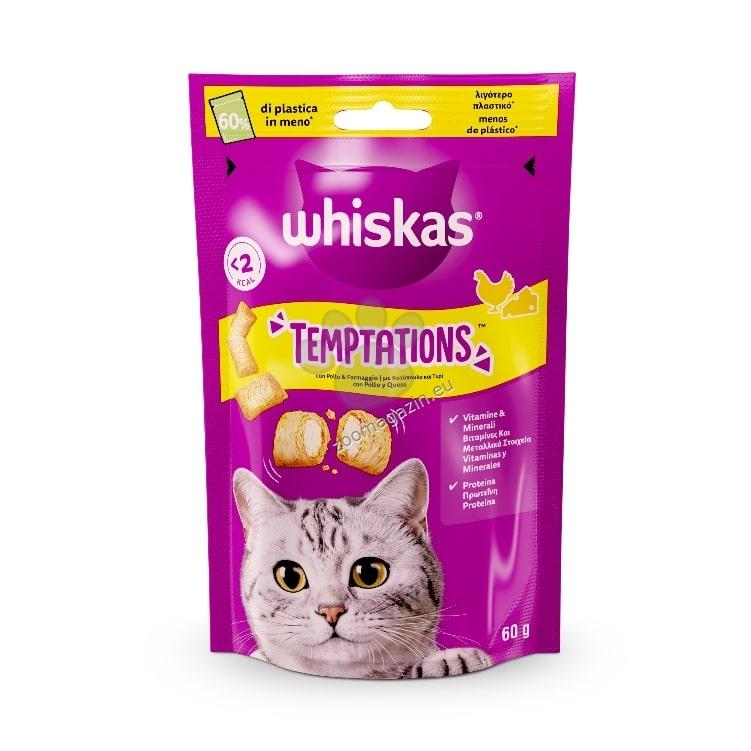 Whiskas Temptations Chicken - деликатесно лакомство с пилешко месо и сирене 60 гр
