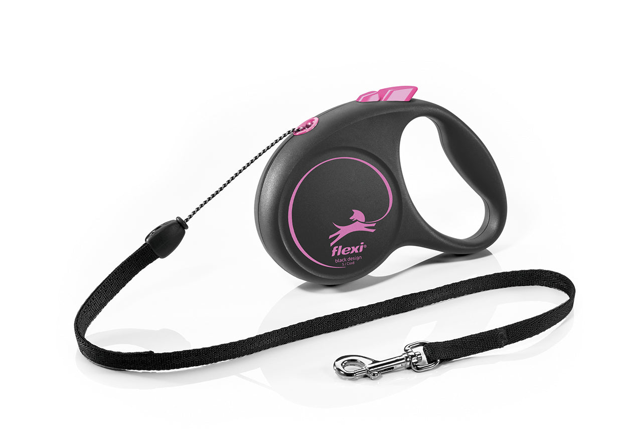 Flexi Black Design S - автоматичен повод въже, 5 метра, за кучета до 12 кг. / розов /
