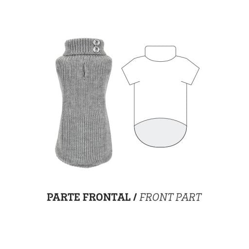 Nayeco Button Knitted Sweater - пуловер за кучета 25 см, сив