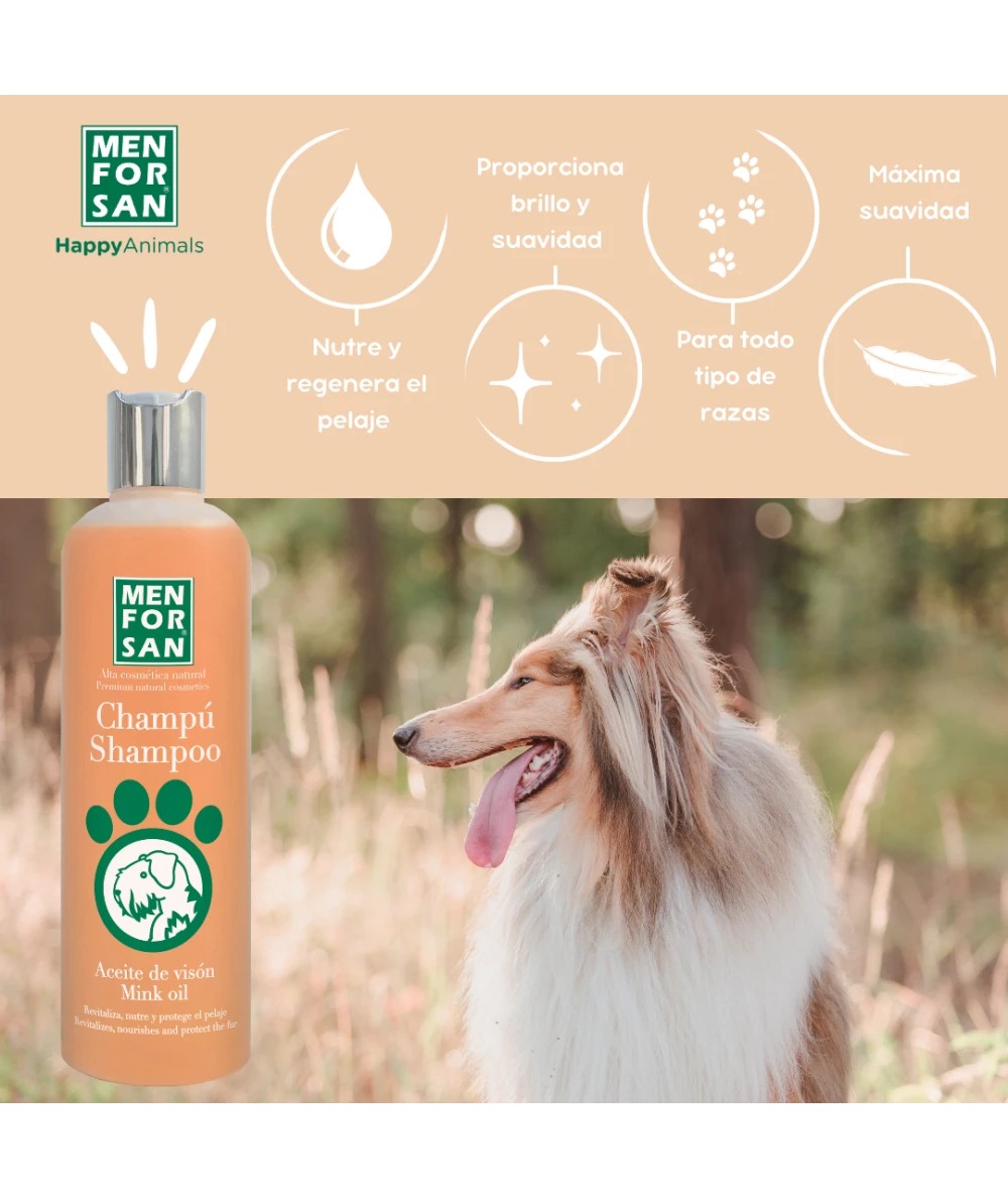 Menforsan Mink Oil Shampoo - шампоан с масло от норка, подходящ за козина с червеникави нюанси 300 мл