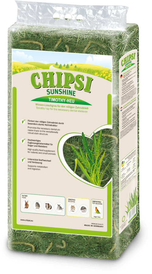 JRS Chipsi Sunshine Timothy - сено с тимотейка от най-високо качество, с забележителен аромат и вкус за гризачи и малки животни, 800 гр.