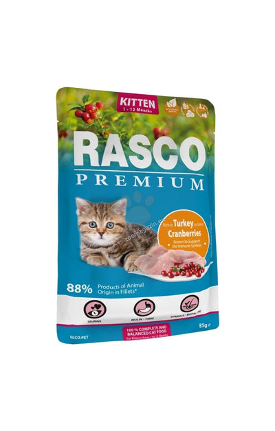 Rasco Premium Kitten Turkey - пауч за подрастващи котки с пуешко в сос 85 гр.
