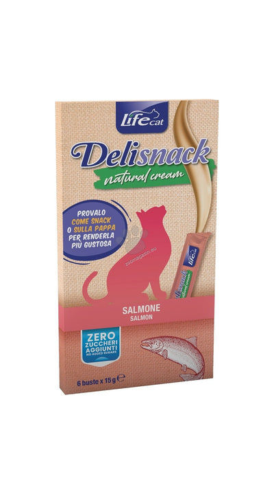 Life Cat Delisnacks - течно лакомство за котка със сьомга 6 х 15 гр.
